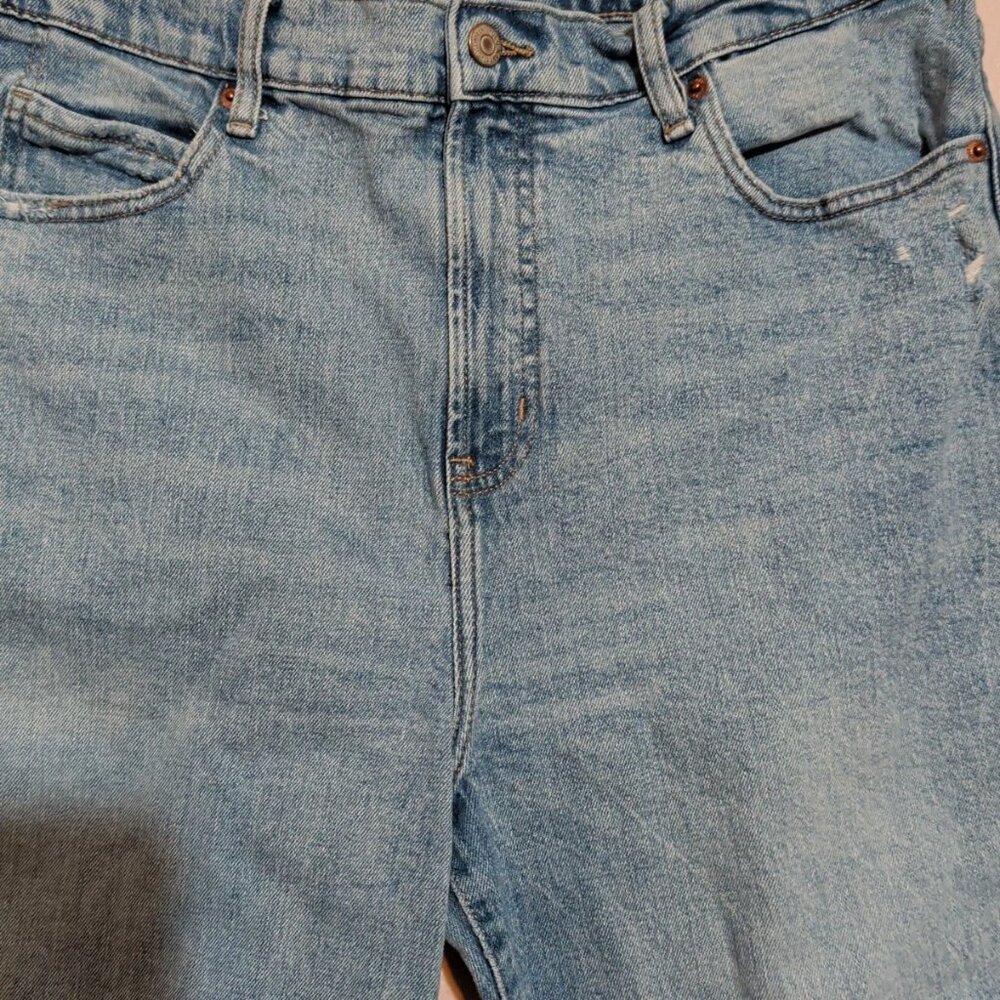 SOLD IOld Navy High-Waisted Straight Leg Jeans Womens 14 Medium Wash Raw Hem - Picture 3 of 10
